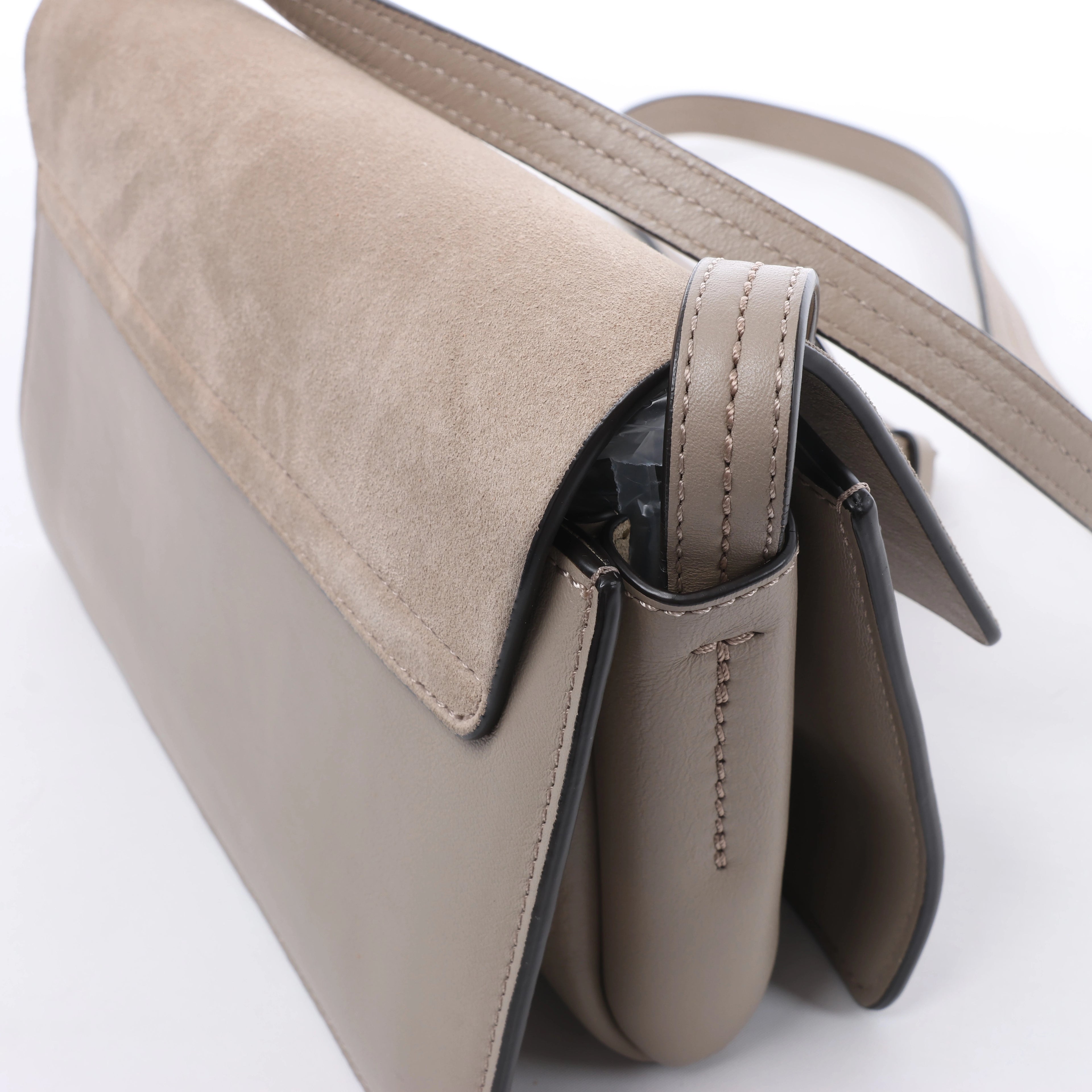 Chloe Faye Suede & Leather Crossbody Bag in Beige