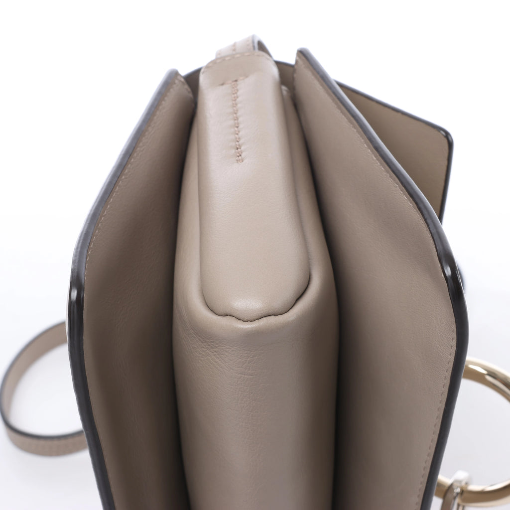 Chloe Faye Suede & Leather Crossbody Bag in Beige