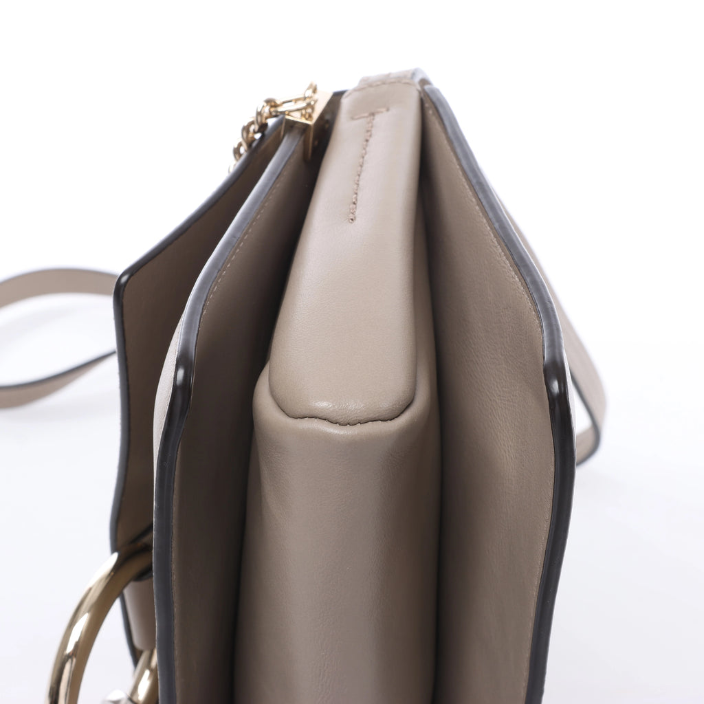Chloe Faye Suede & Leather Crossbody Bag in Beige