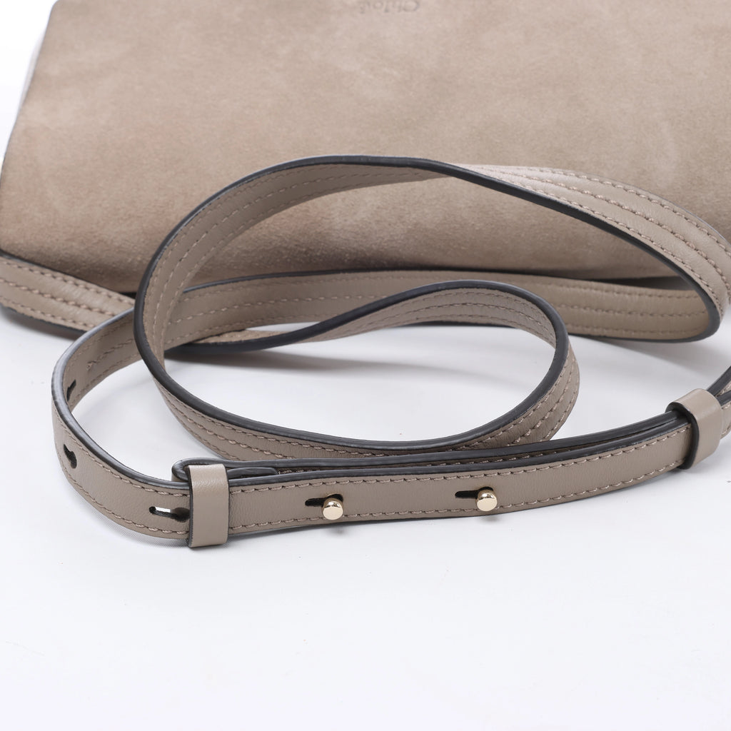 Chloe Faye Suede & Leather Crossbody Bag in Beige