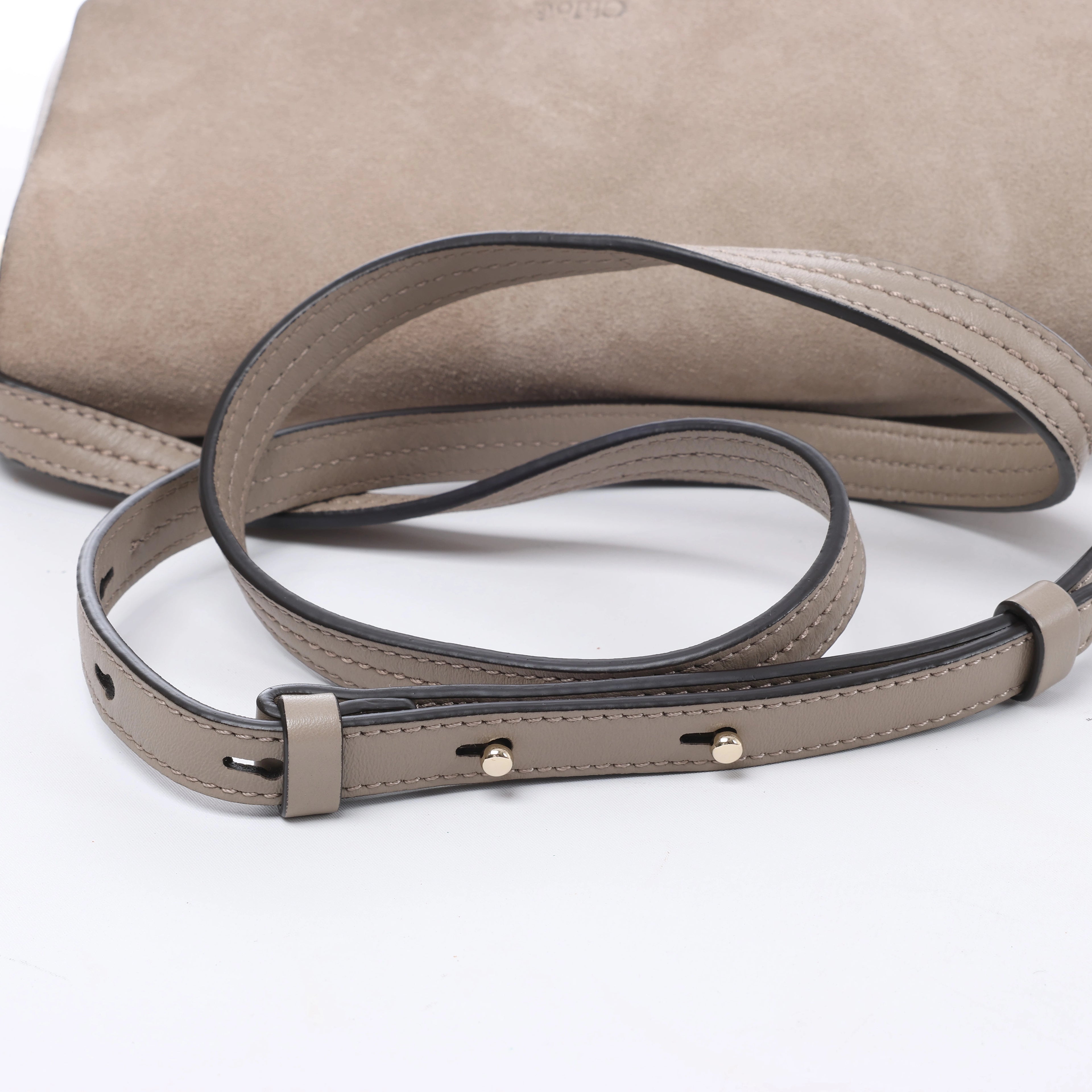 Chloe Faye Suede & Leather Crossbody Bag in Beige