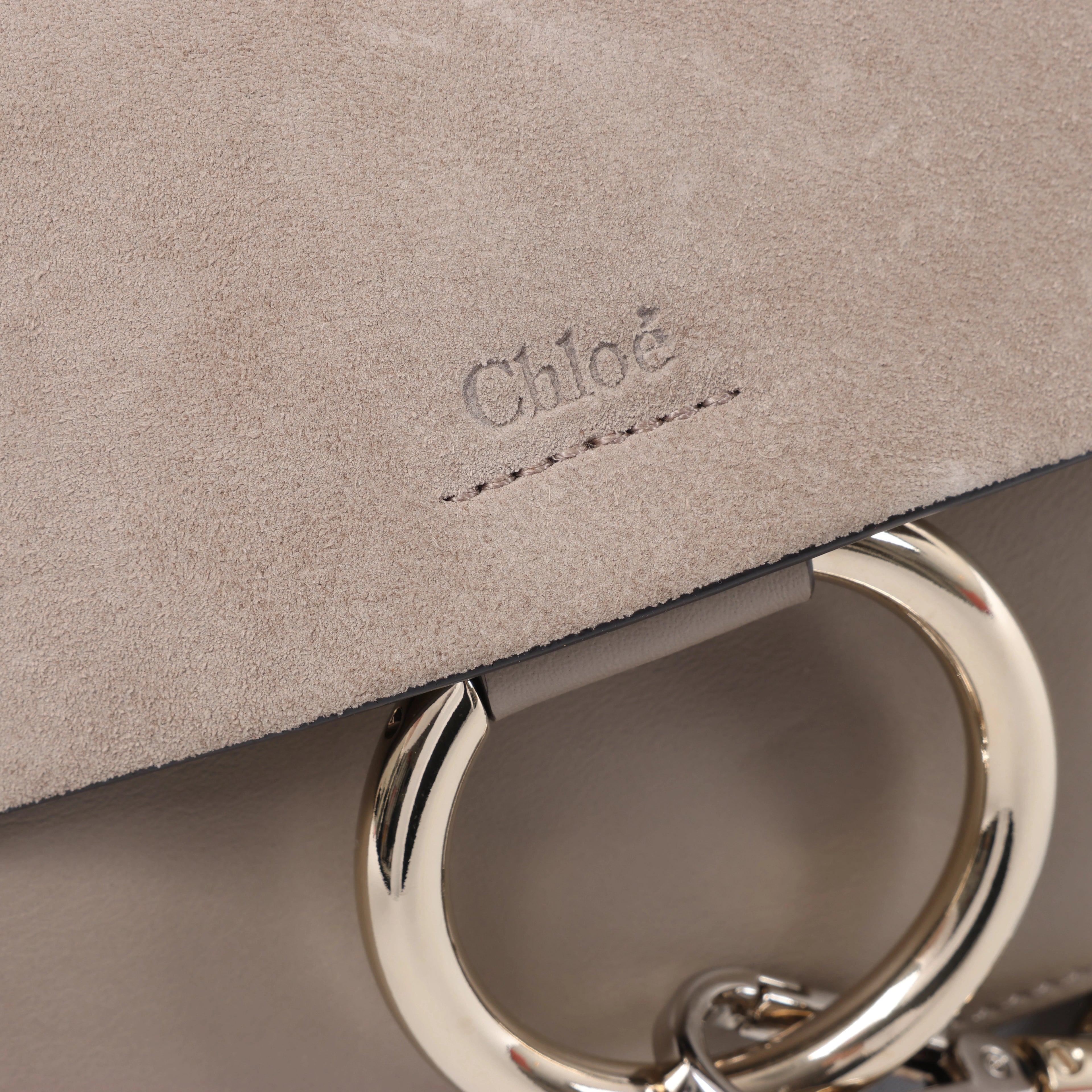 Chloe Faye Suede & Leather Crossbody Bag in Beige