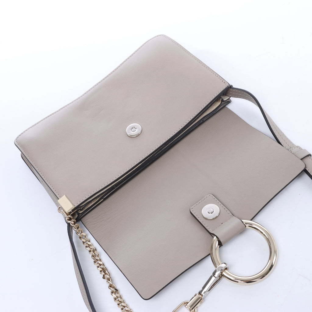 Chloe Faye Suede & Leather Crossbody Bag in Beige
