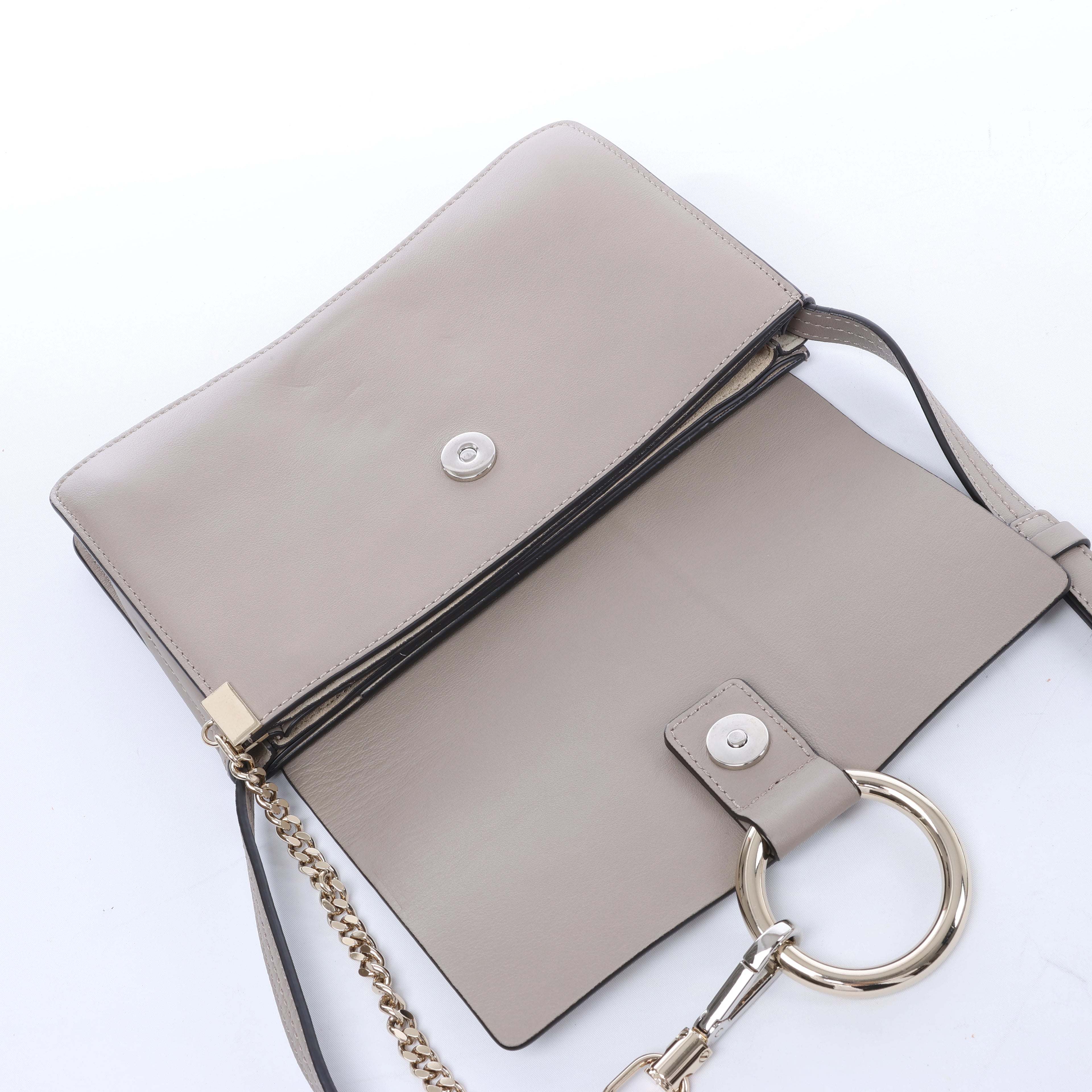 Chloe Faye Suede & Leather Crossbody Bag in Beige
