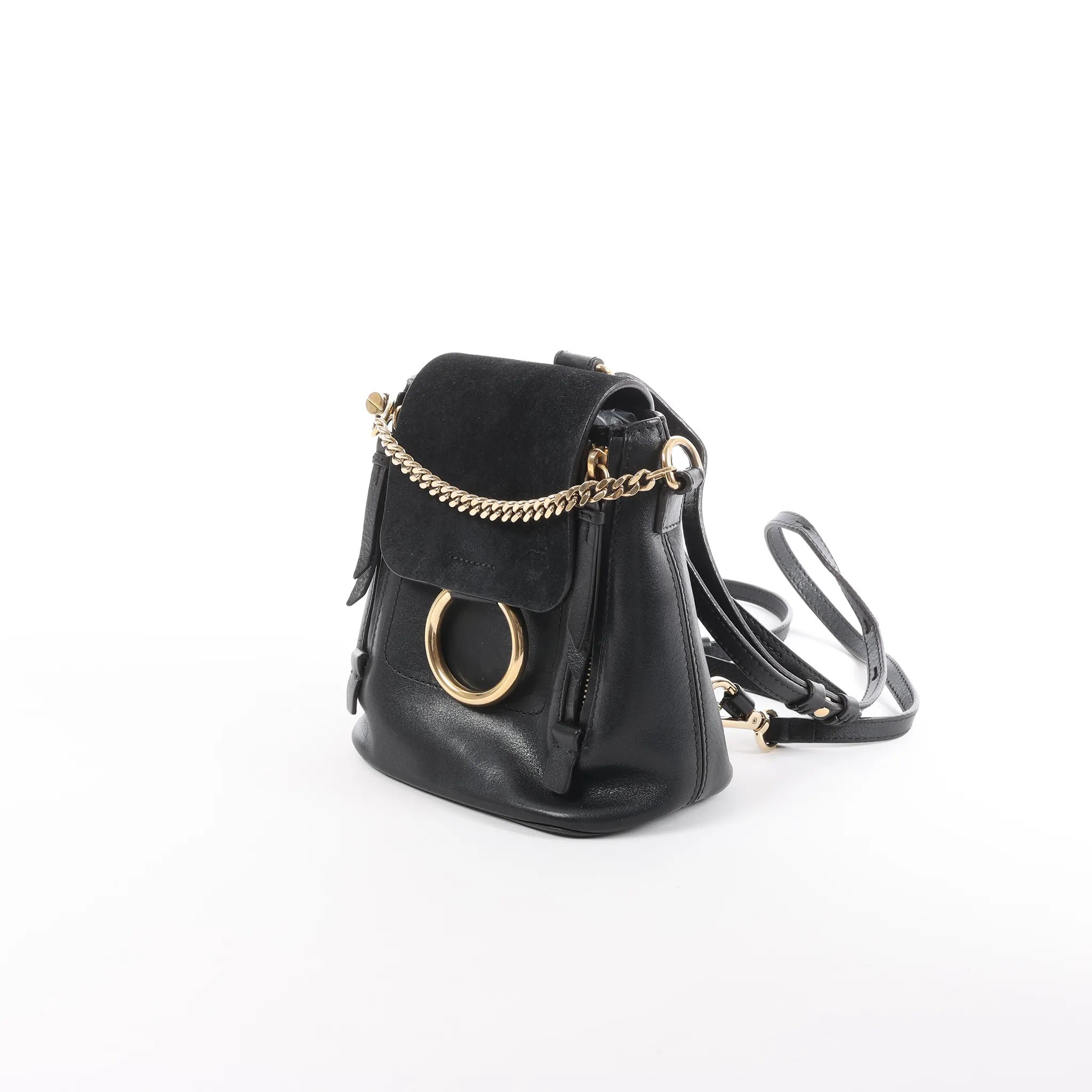 Chloe Faye Leather x Suede Backpack in Black