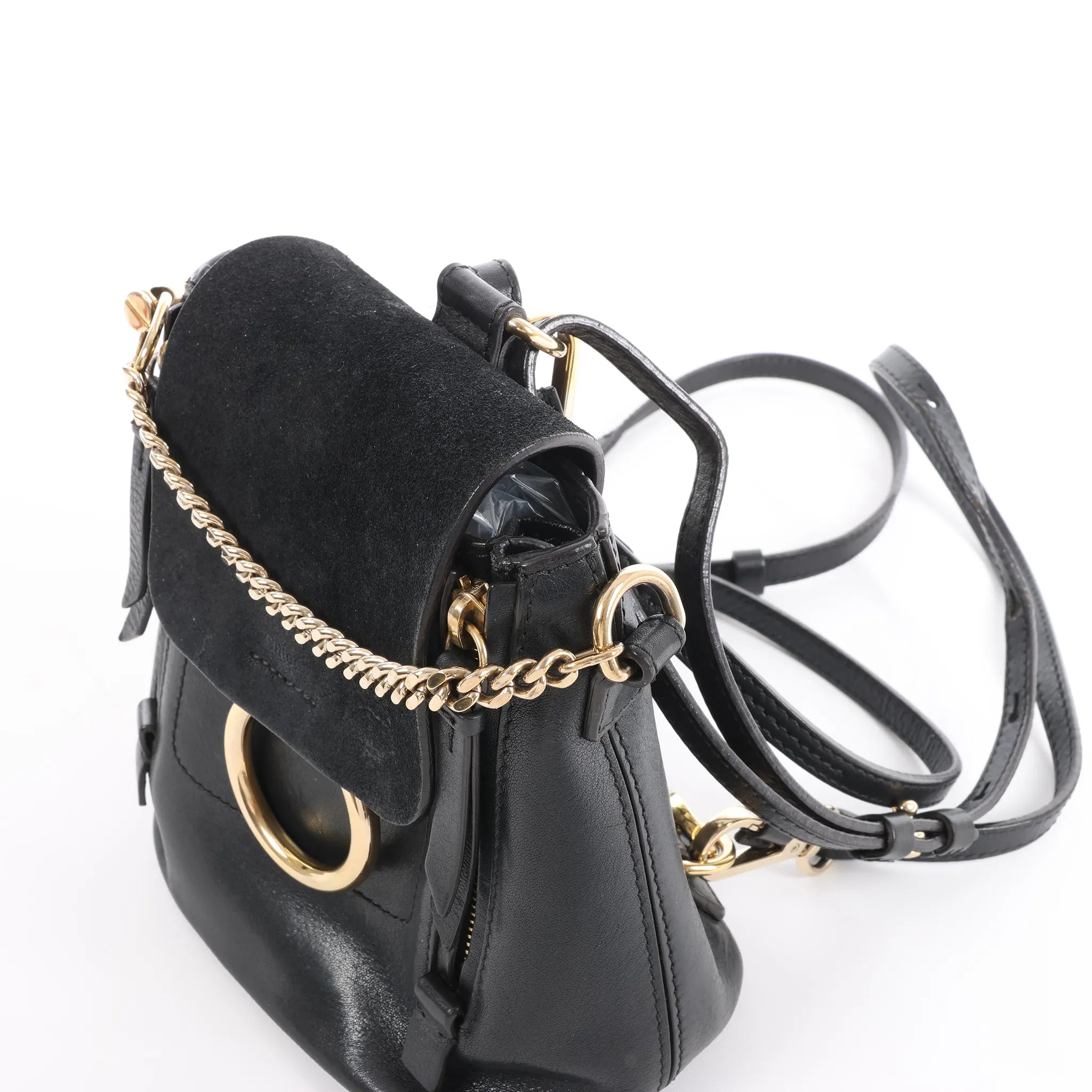 Chloe Faye Leather x Suede Backpack in Black
