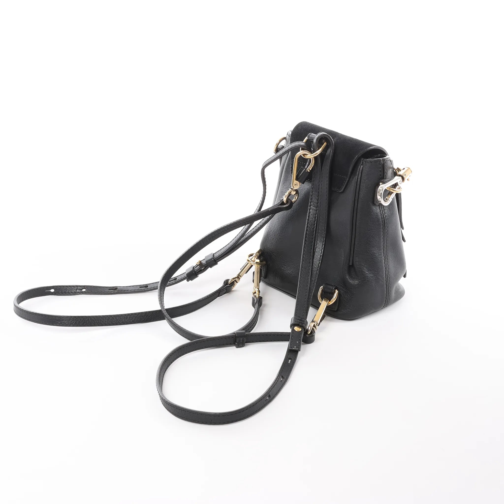 Chloe Faye Leather x Suede Backpack in Black