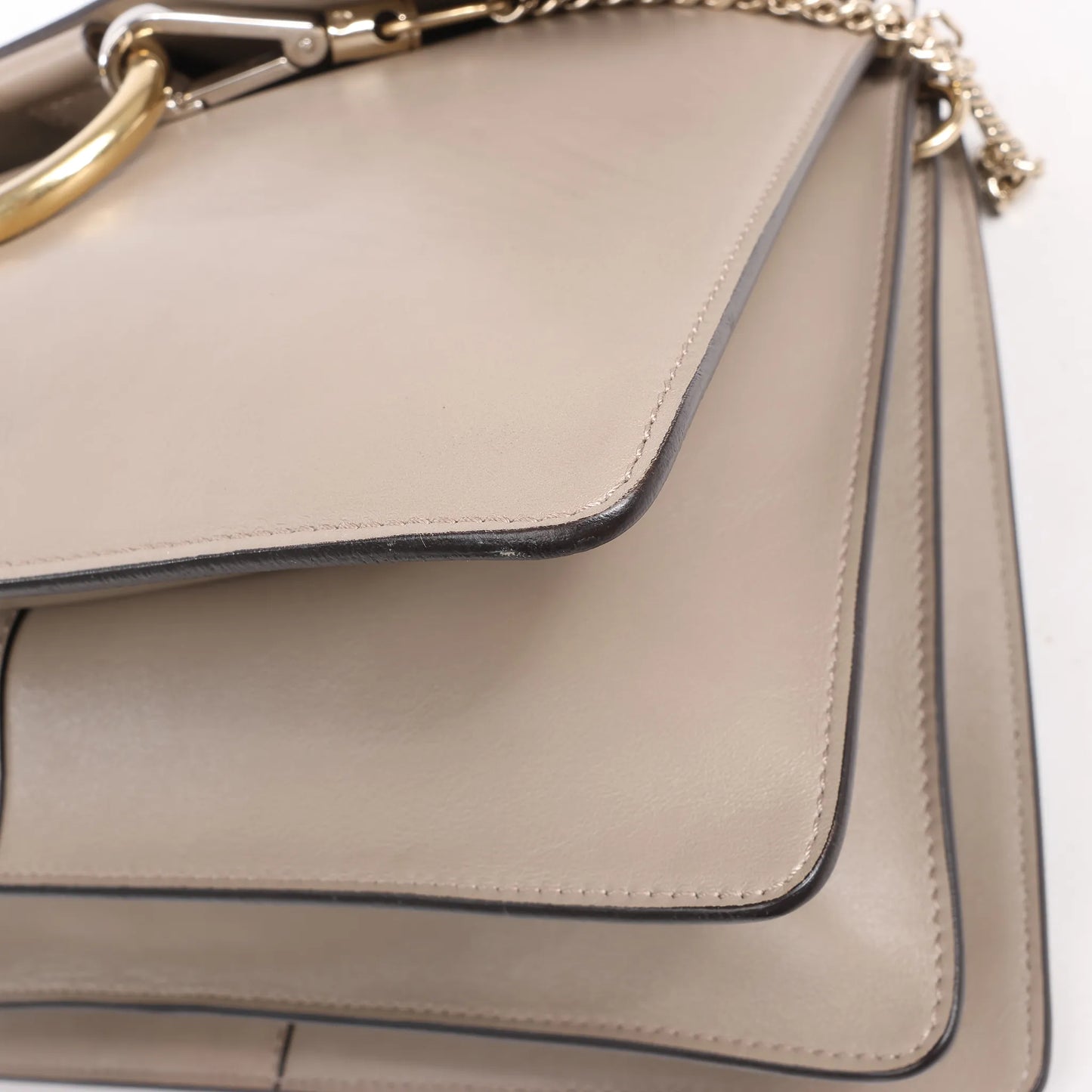 Chloe Faye Suede x Leather Shoulder bag in Greige