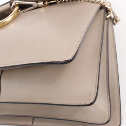 Chloe Faye Suede x Leather Shoulder bag in Greige
