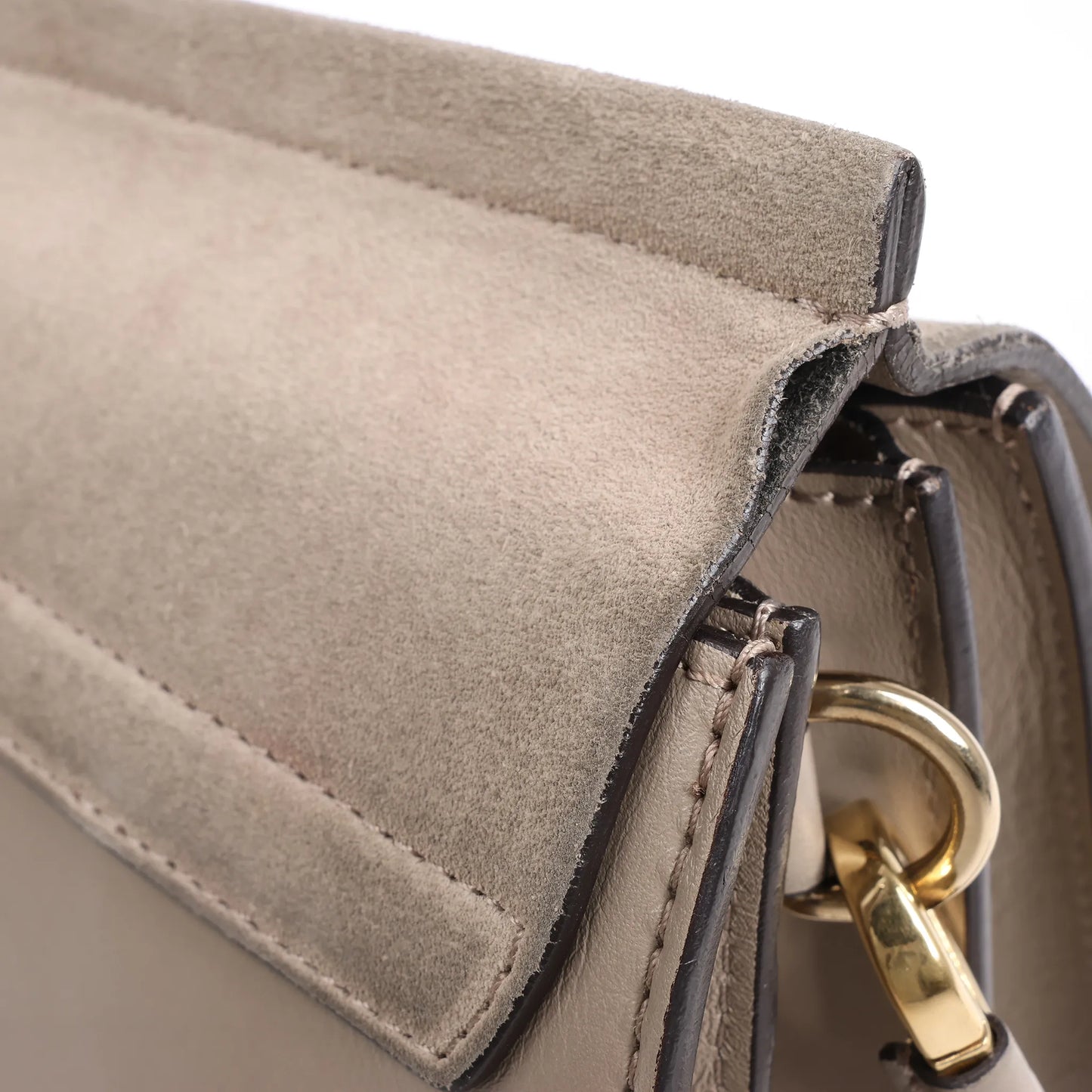 Chloe Faye Suede x Leather Shoulder bag in Greige