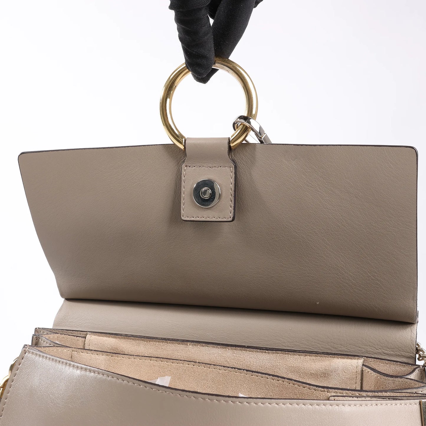 Chloe Faye Suede x Leather Shoulder bag in Greige