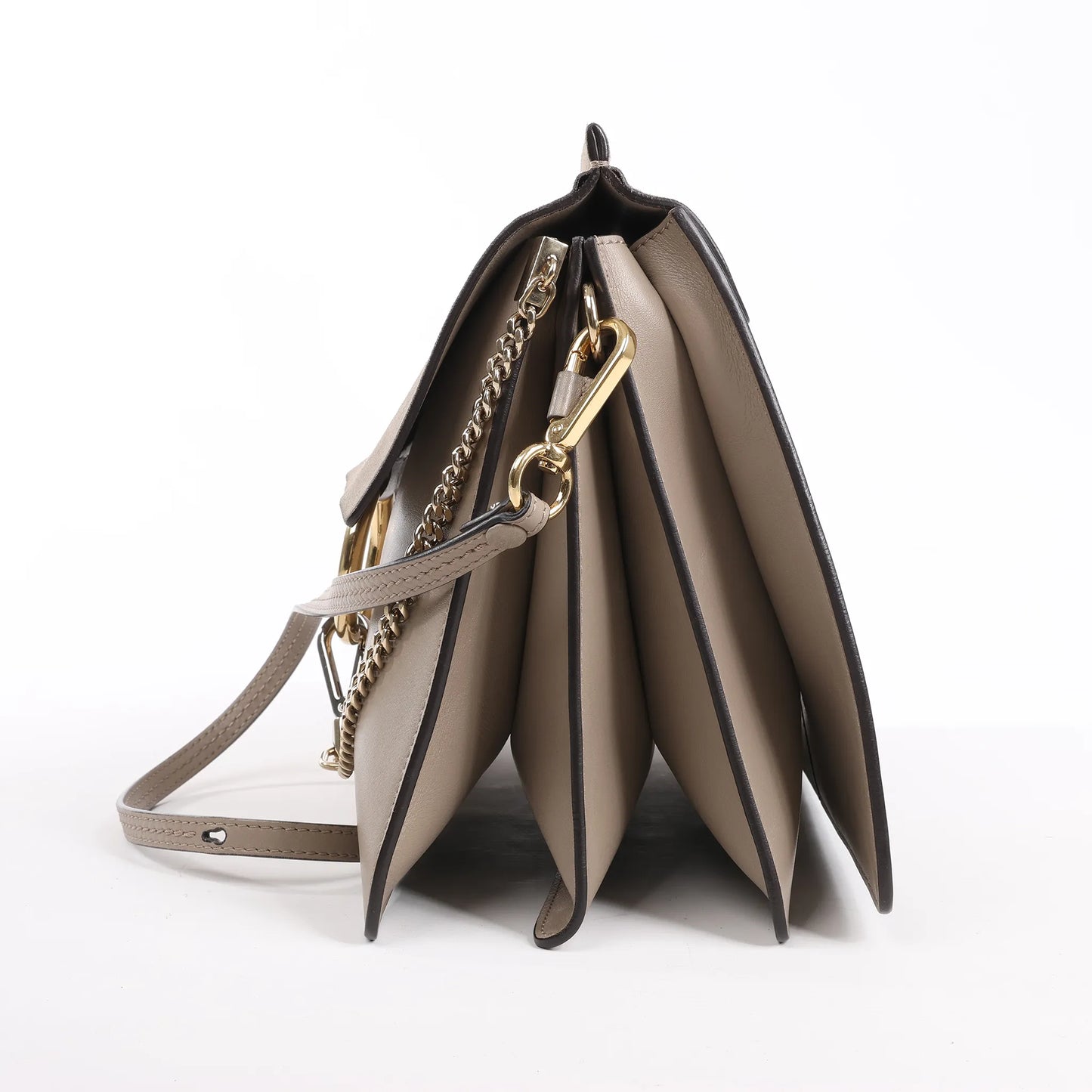 Chloe Faye Suede x Leather Shoulder bag in Greige