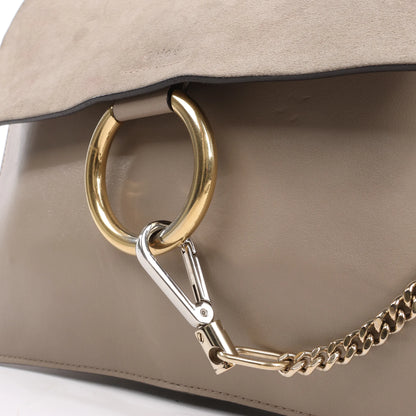 Chloe Faye Suede x Leather Shoulder bag in Greige