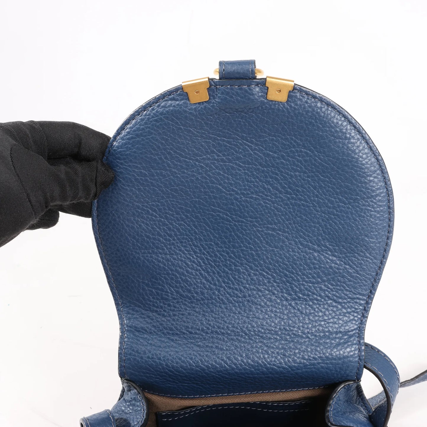 Chloe Marcie Mini Leather Crossbody Bag in Navy Blue