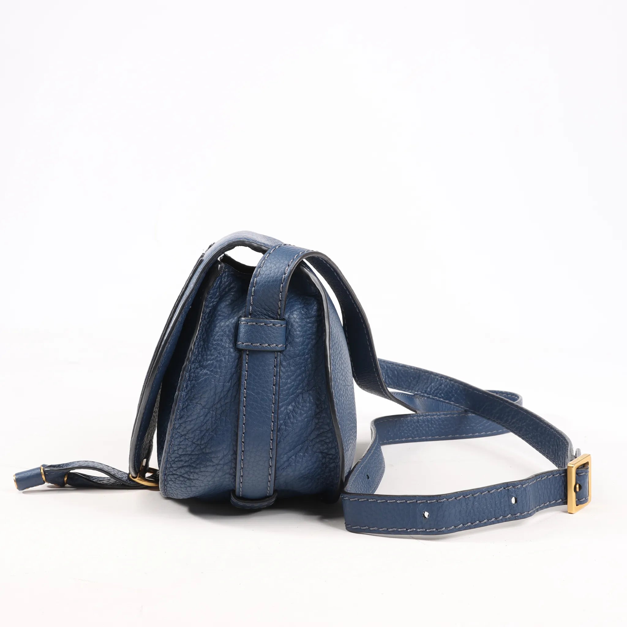Chloe Marcie Mini Leather Crossbody Bag in Navy Blue