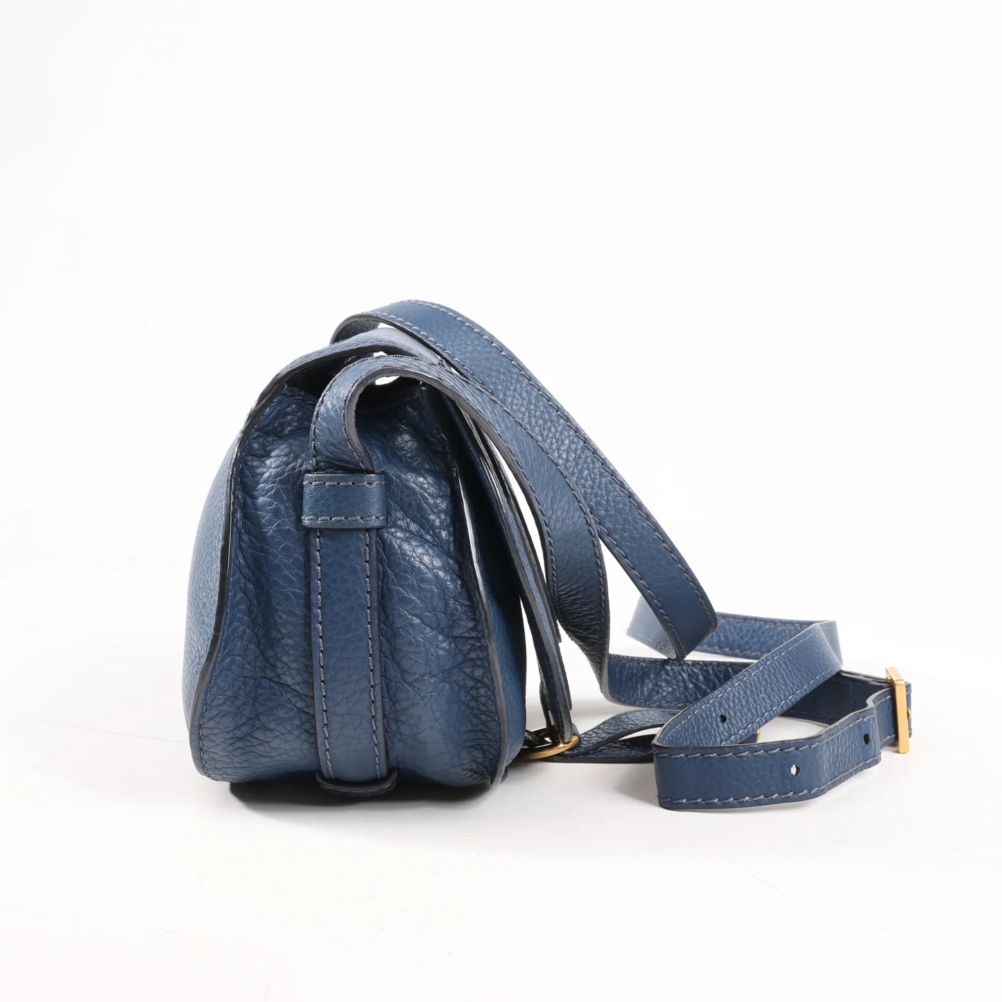 Chloe Marcie Mini Leather Crossbody Bag in Navy Blue