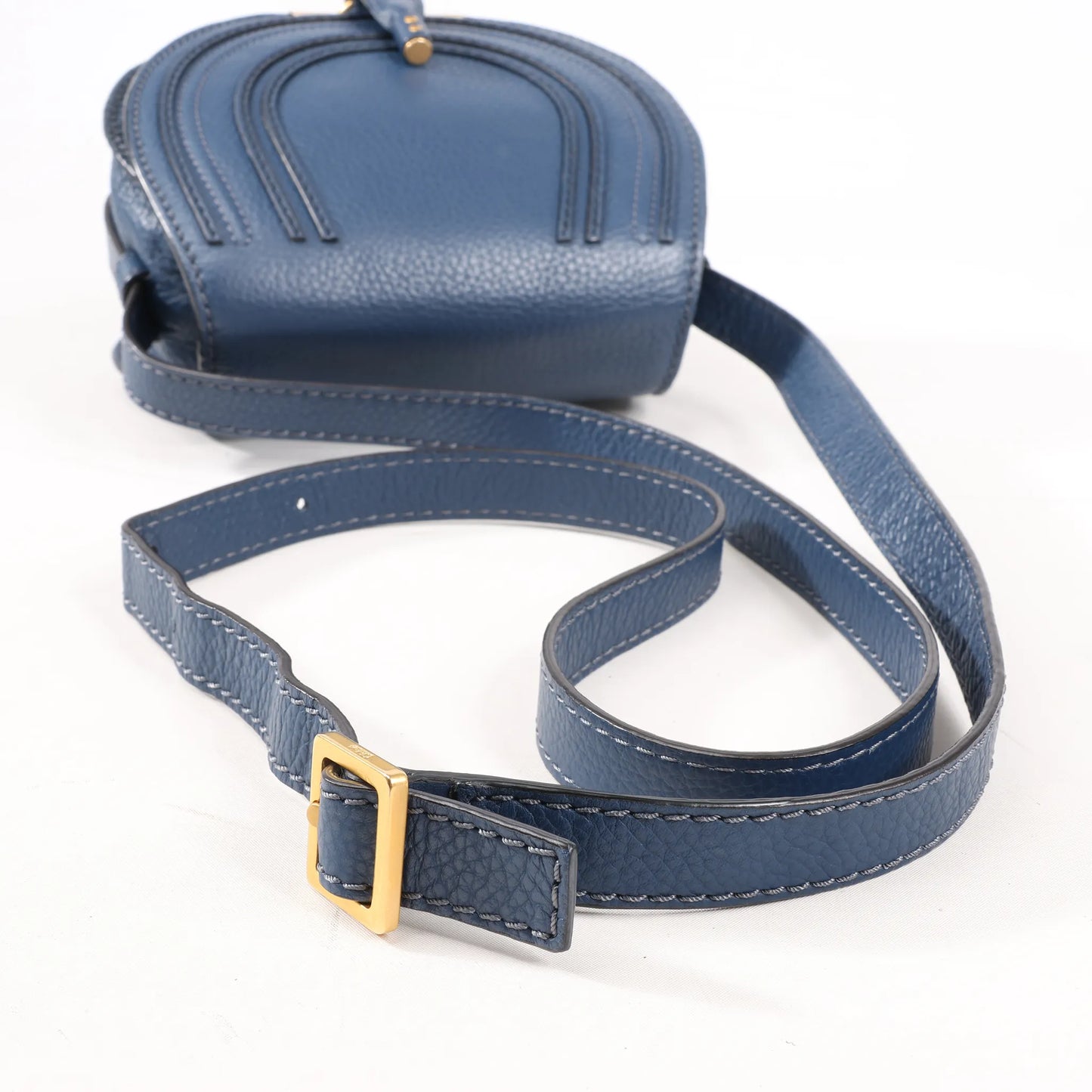 Chloe Marcie Mini Leather Crossbody Bag in Navy Blue