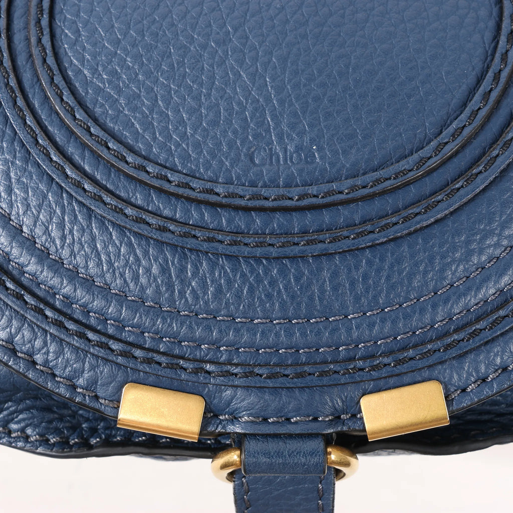 Chloe Marcie Mini Leather Crossbody Bag in Navy Blue