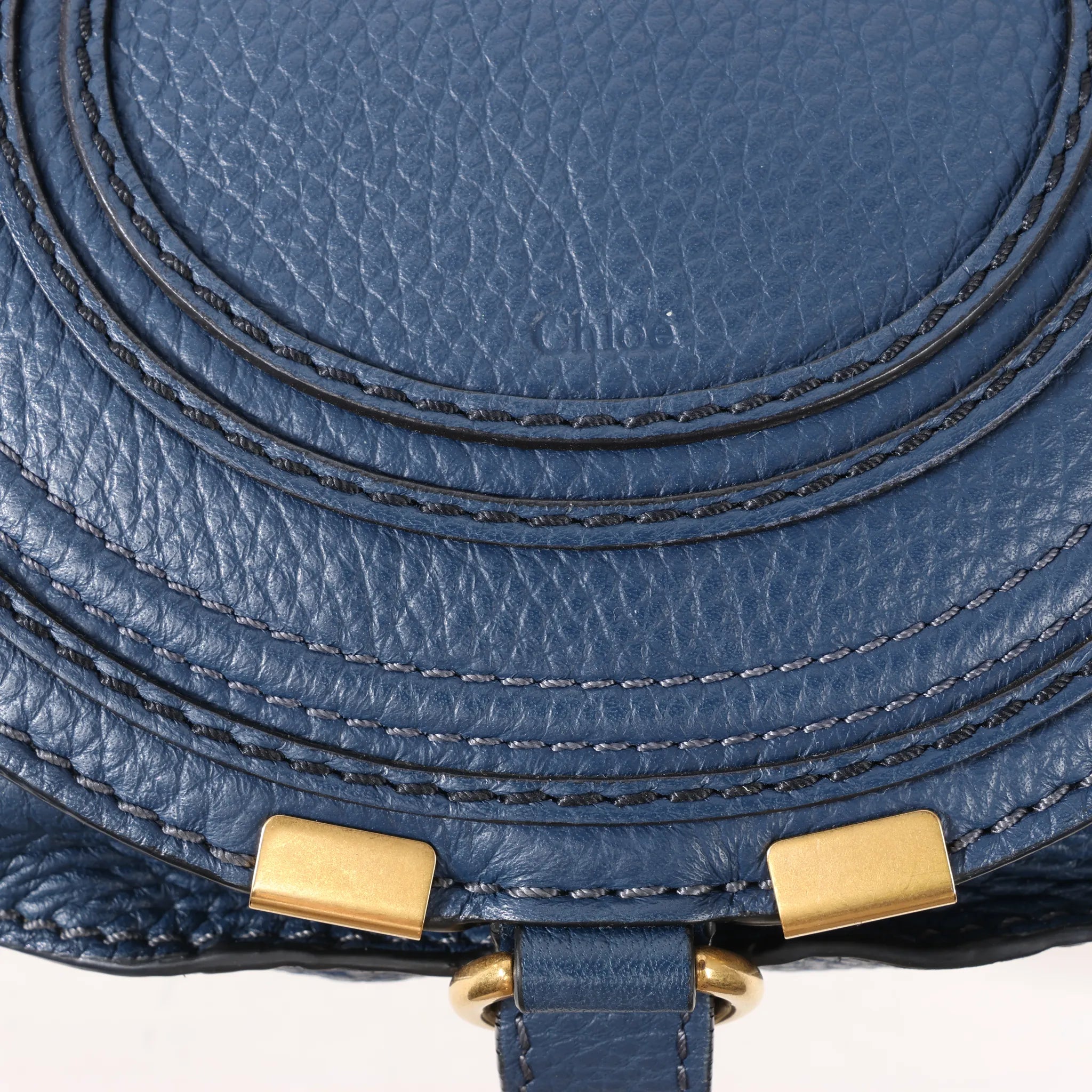 Chloe Marcie Mini Leather Crossbody Bag in Navy Blue