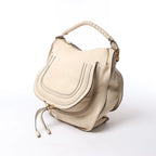 Chloe Marcie Leather Hobo Handbag in Beige