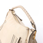 Chloe Marcie Leather Hobo Handbag in Beige