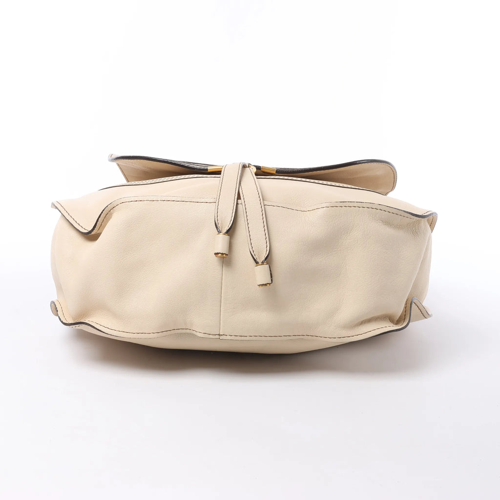 Chloe Marcie Leather Hobo Handbag in Beige