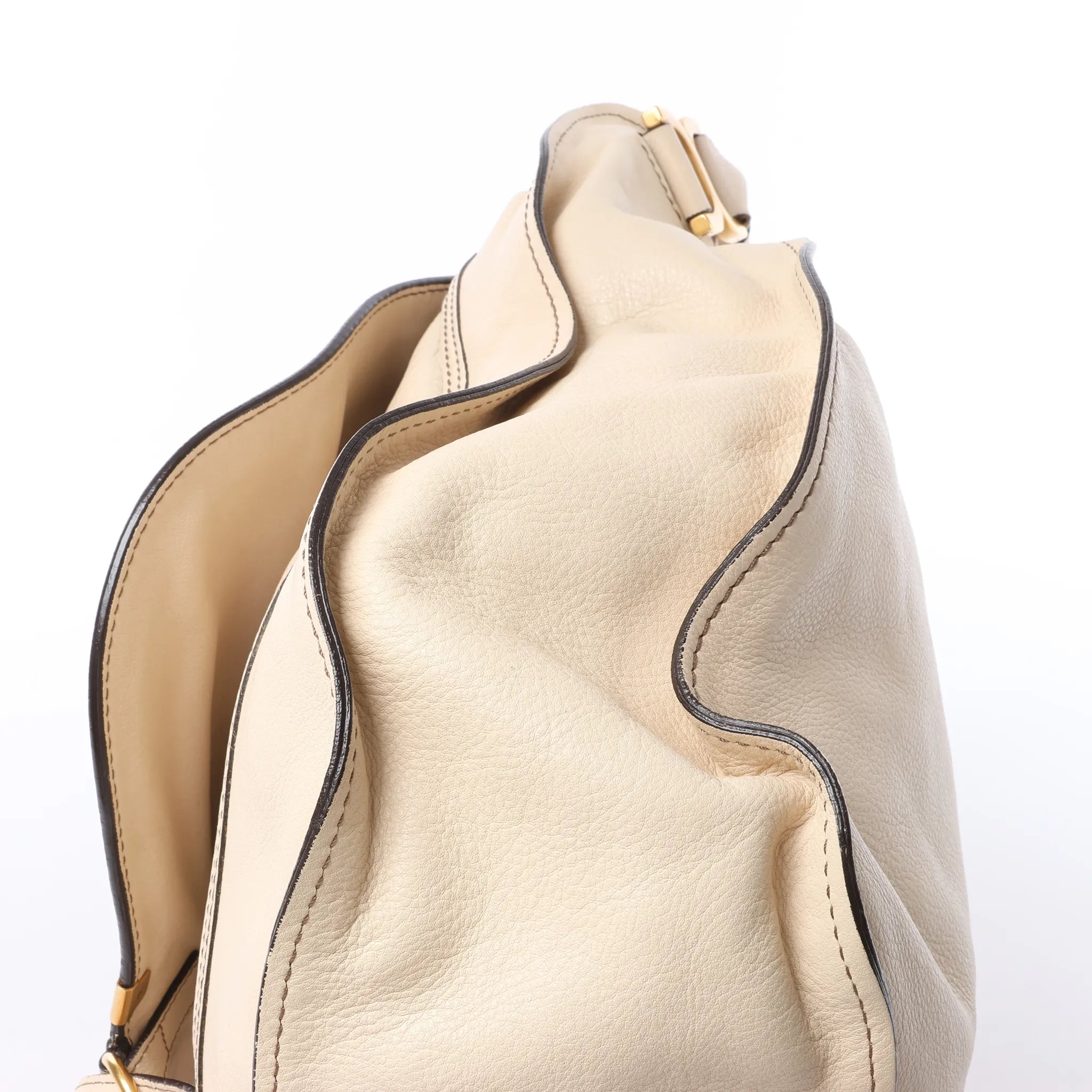 Chloe Marcie Leather Hobo Handbag in Beige