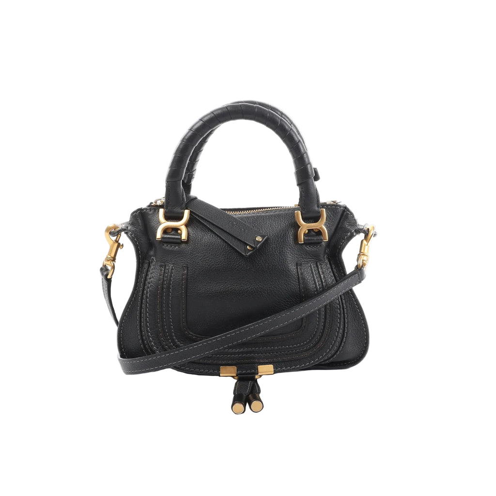 Chloe Marcie Leather 2Way Handbag in Black