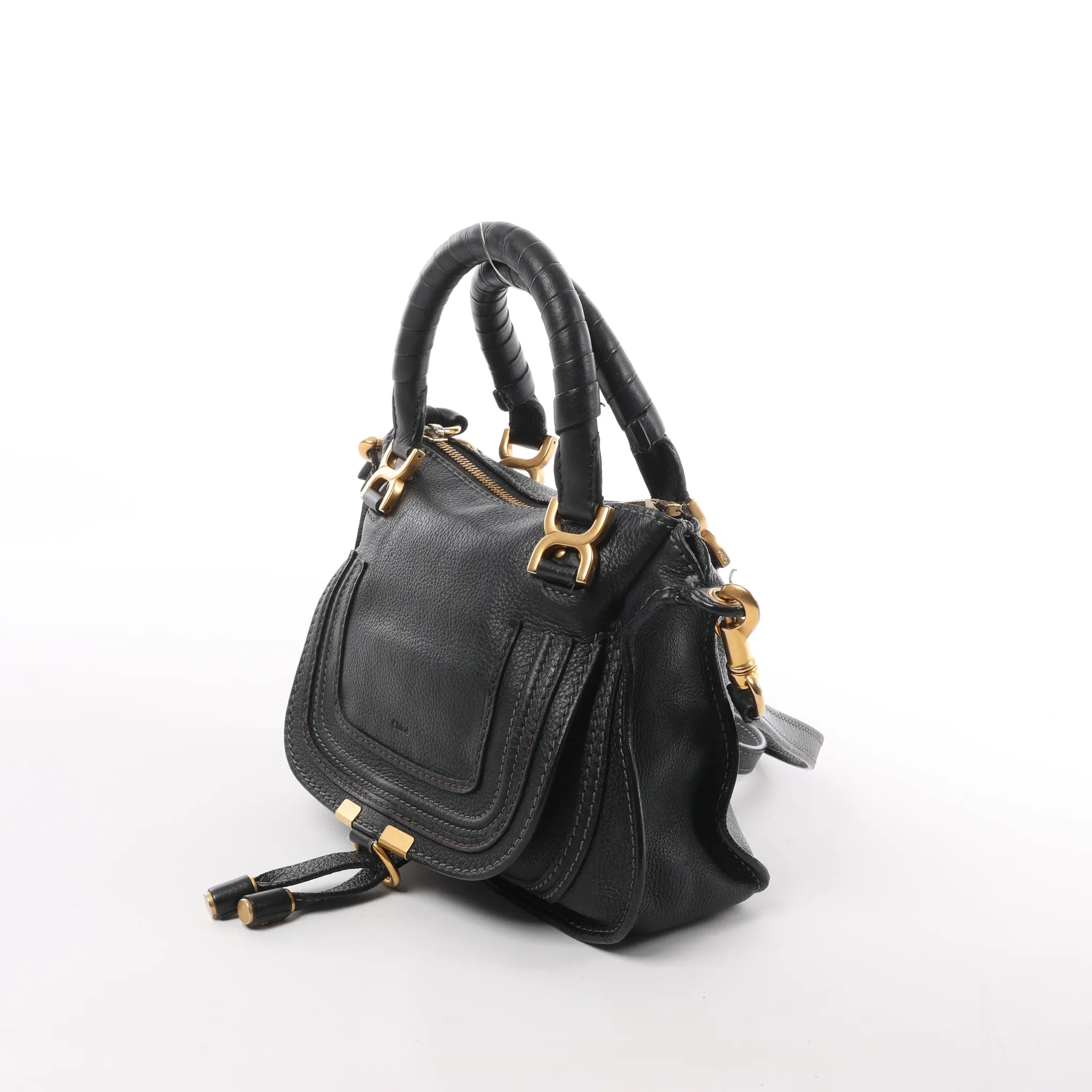 Chloe Marcie Leather 2Way Handbag in Black