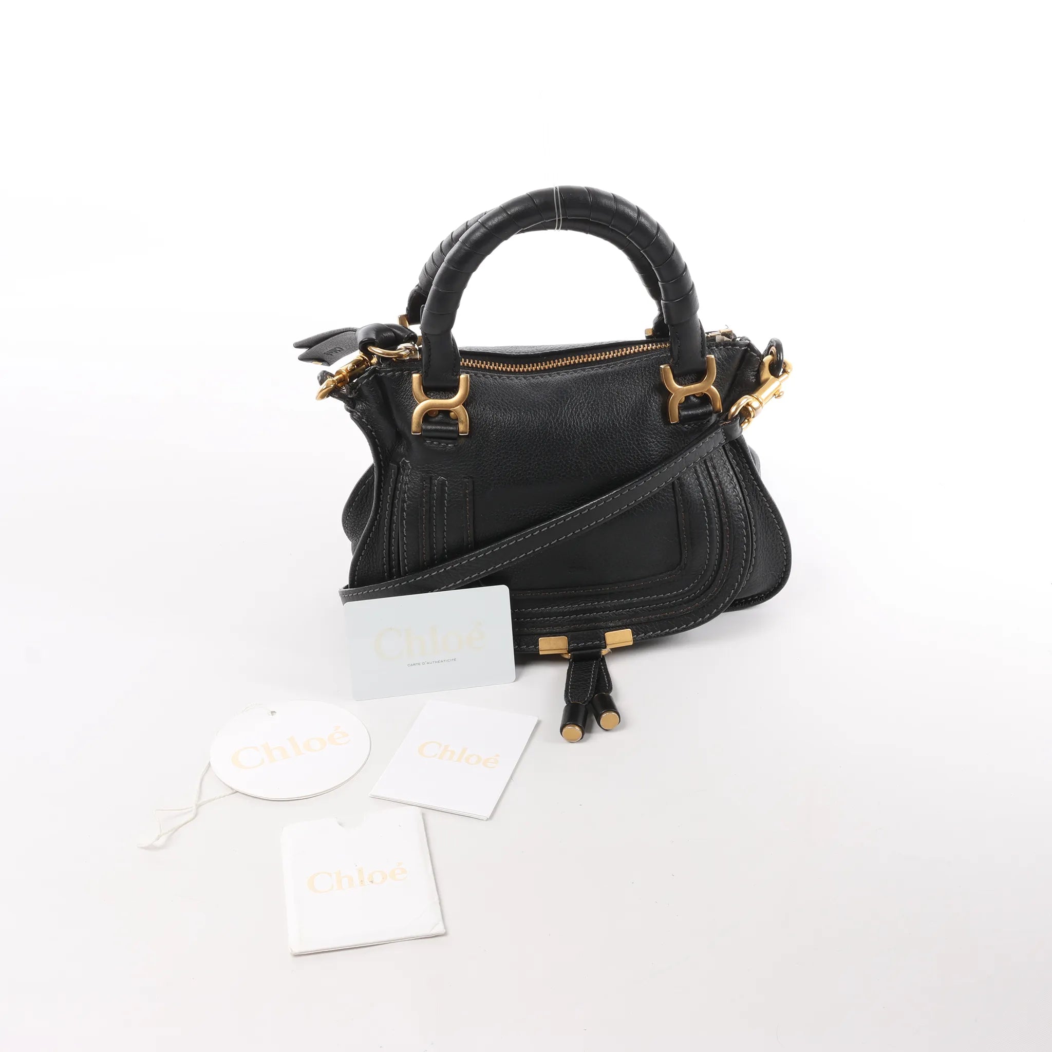 Chloe Marcie Leather 2Way Handbag in Black