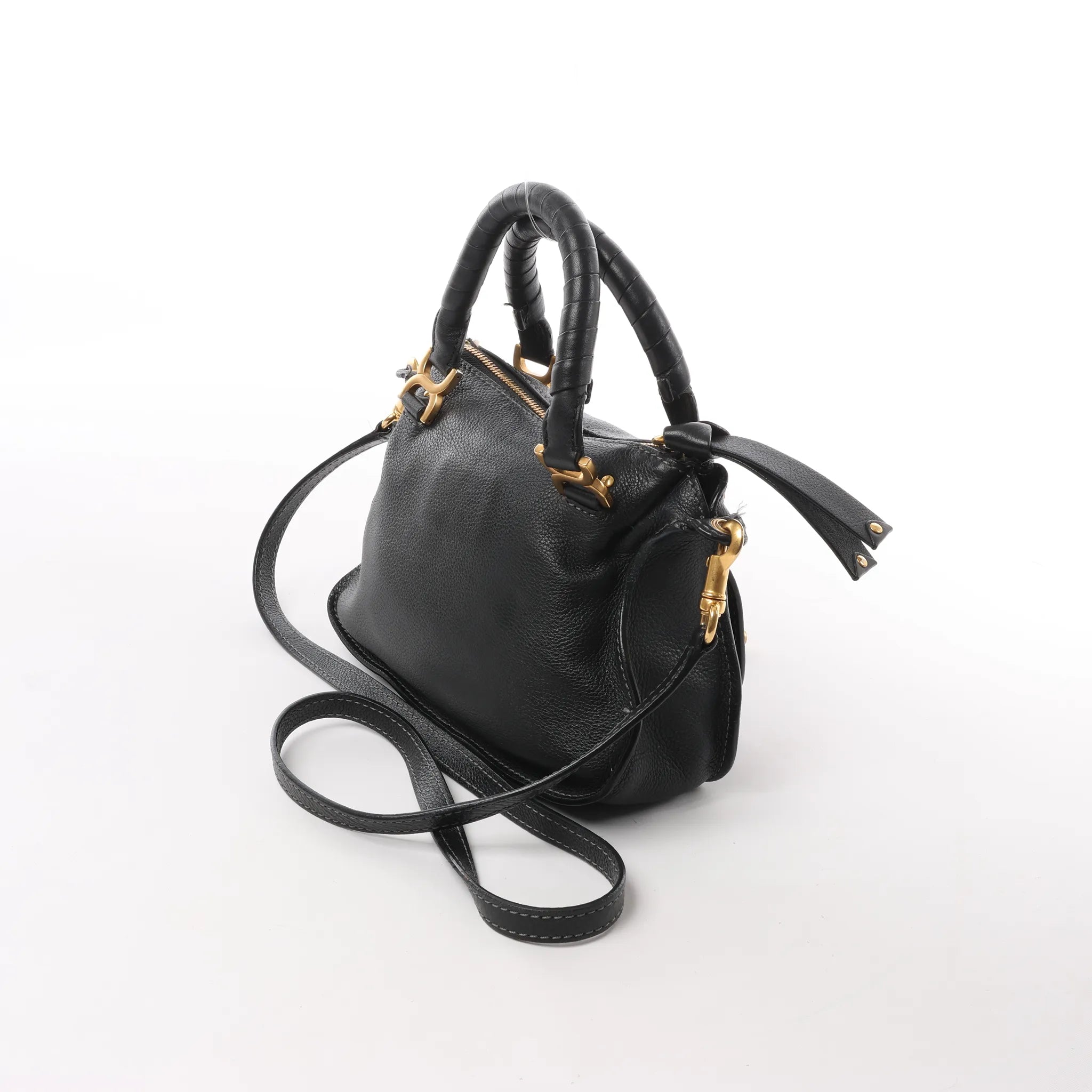 Chloe Marcie Leather 2Way Handbag in Black