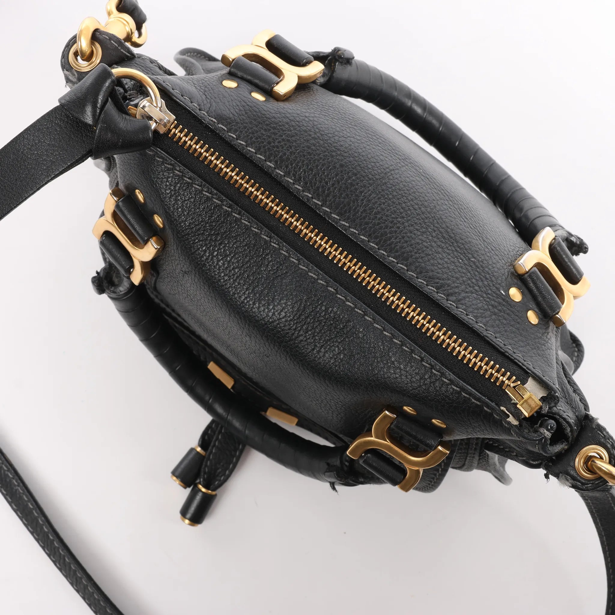 Chloe Marcie Leather 2Way Handbag in Black