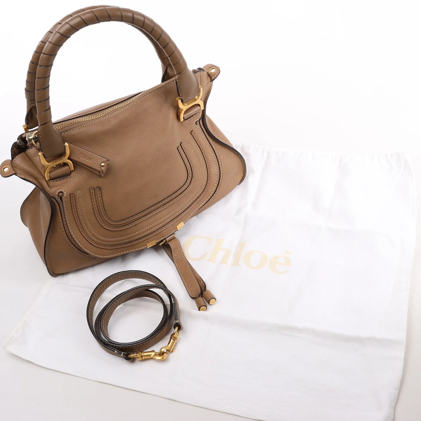 Chloe Marcie Leather Medium 2Way Handbag in Brown