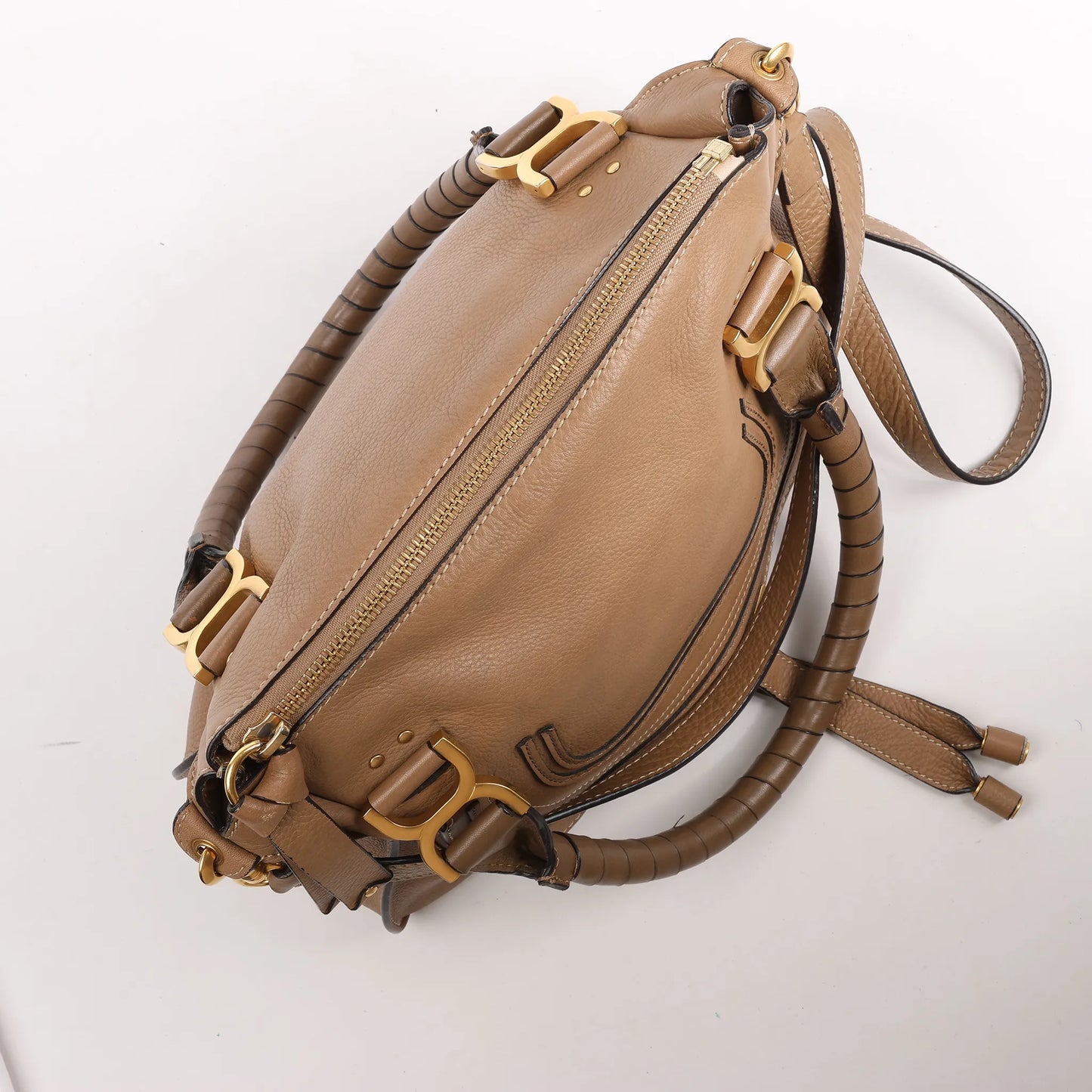 Chloe Marcie Leather Medium 2Way Handbag in Brown