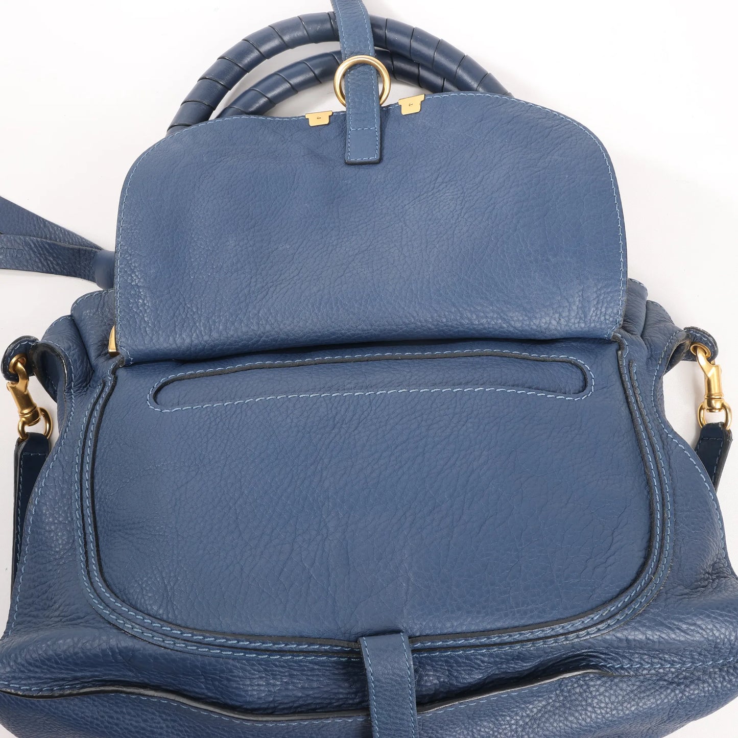 Chloe Marcie Leather Medium 2Way Handbag in Navy Blue