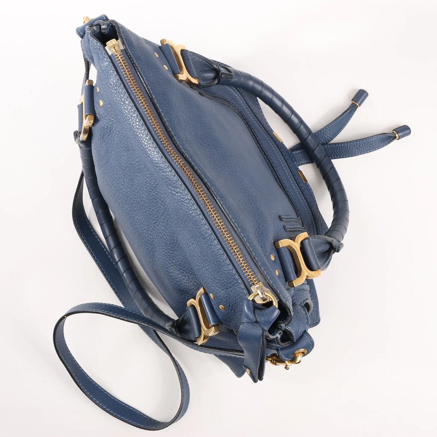 Chloe Marcie Leather Medium 2Way Handbag in Navy Blue