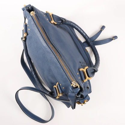 Chloe Marcie Leather Medium 2Way Handbag in Navy Blue