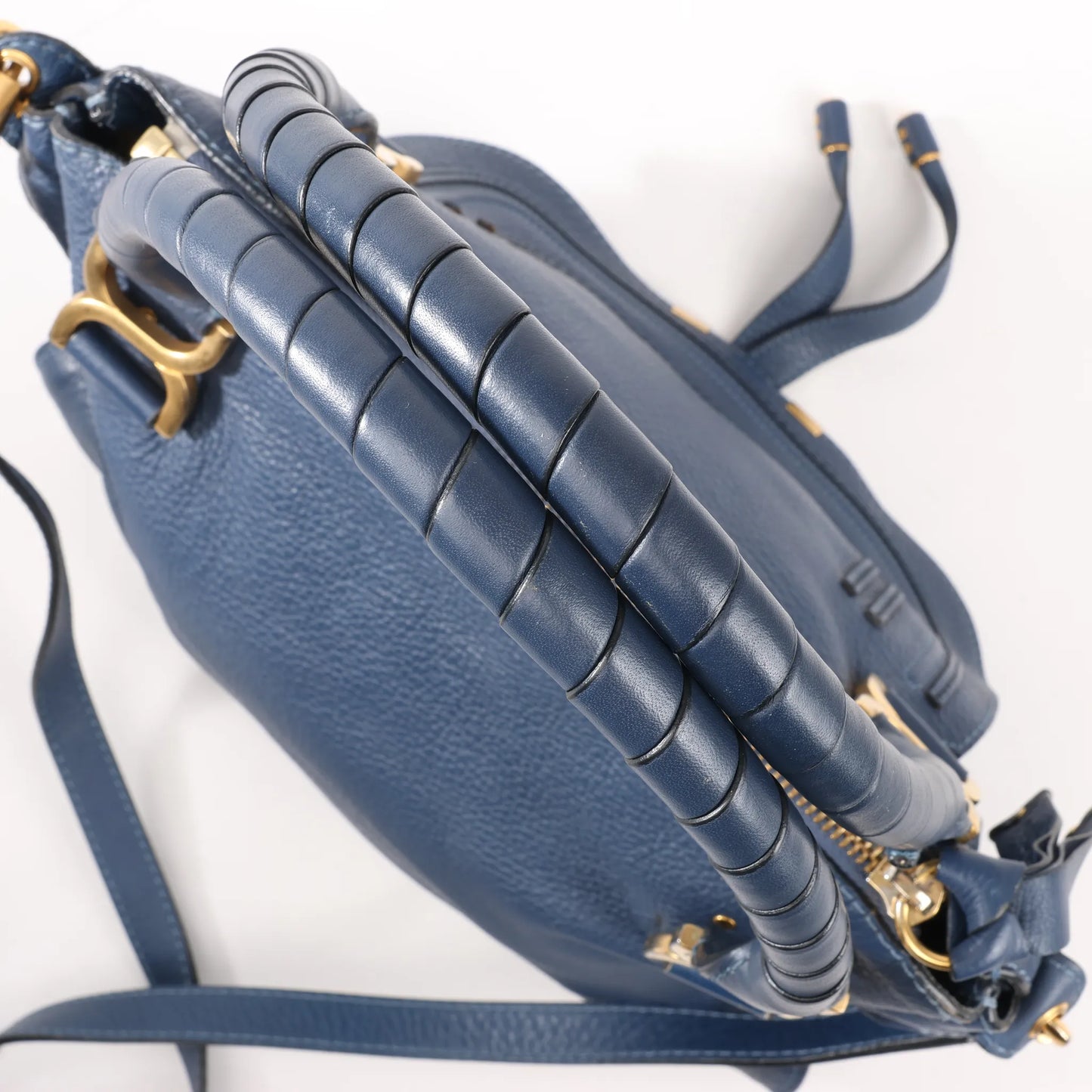 Chloe Marcie Leather Medium 2Way Handbag in Navy Blue