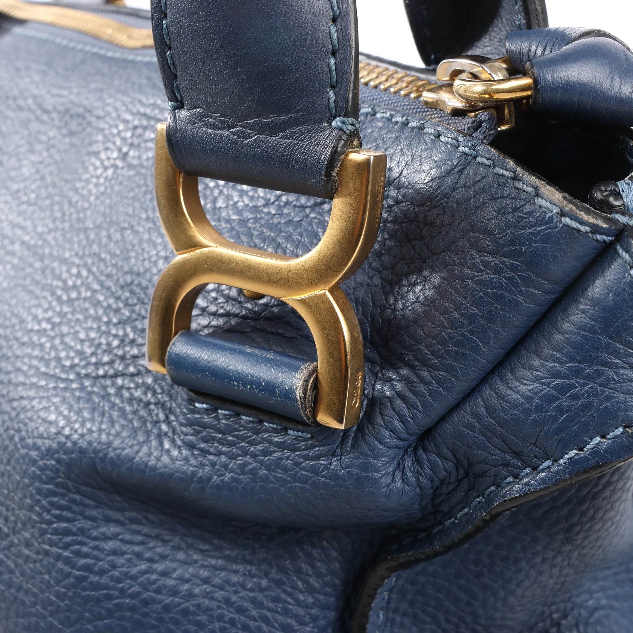 Chloe Marcie Leather Medium 2Way Handbag in Navy Blue