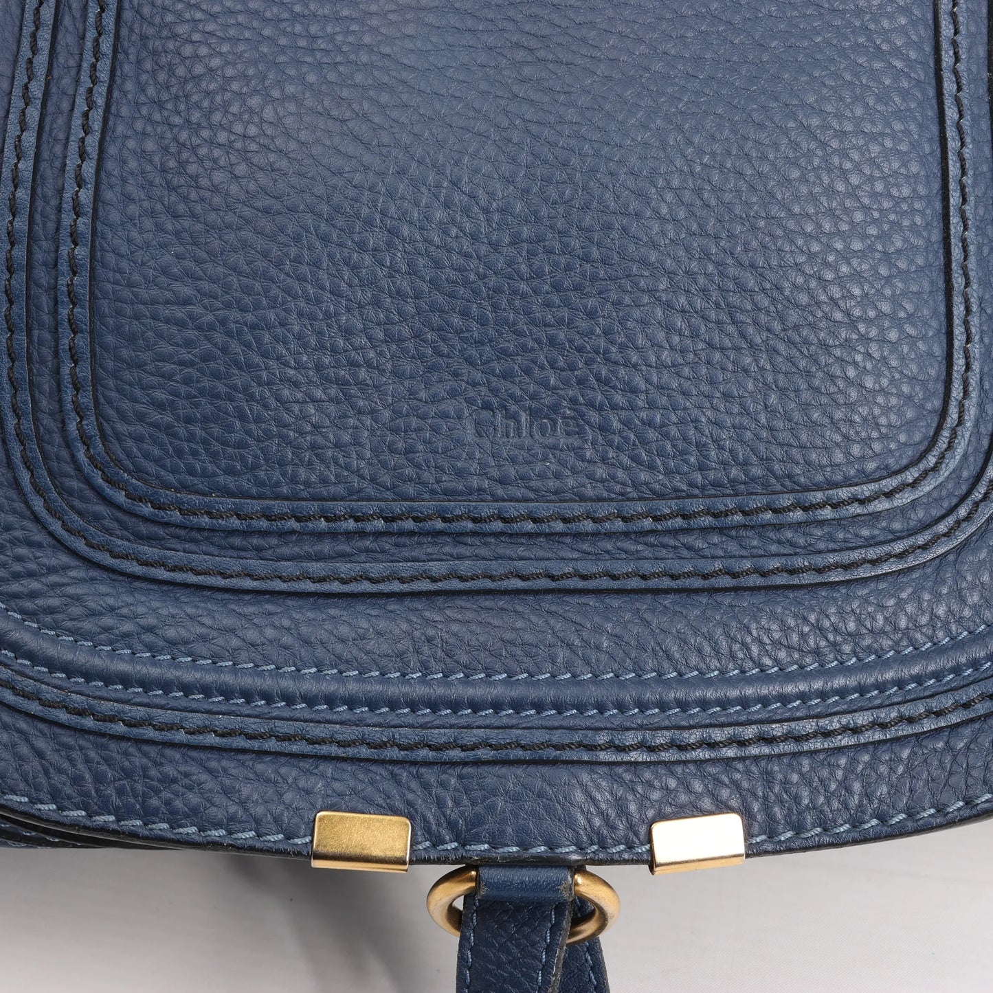 Chloe Marcie Leather Medium 2Way Handbag in Navy Blue