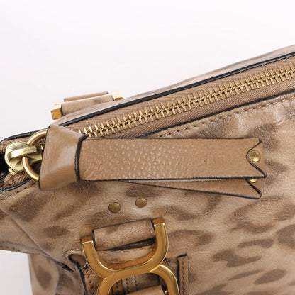 Chloe Marcie – Mittelgroße Handtasche aus braunem Leder mit Leopardenmuster, limitierte Auflage