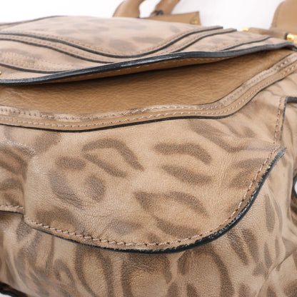 Chloe Marcie – Mittelgroße Handtasche aus braunem Leder mit Leopardenmuster, limitierte Auflage