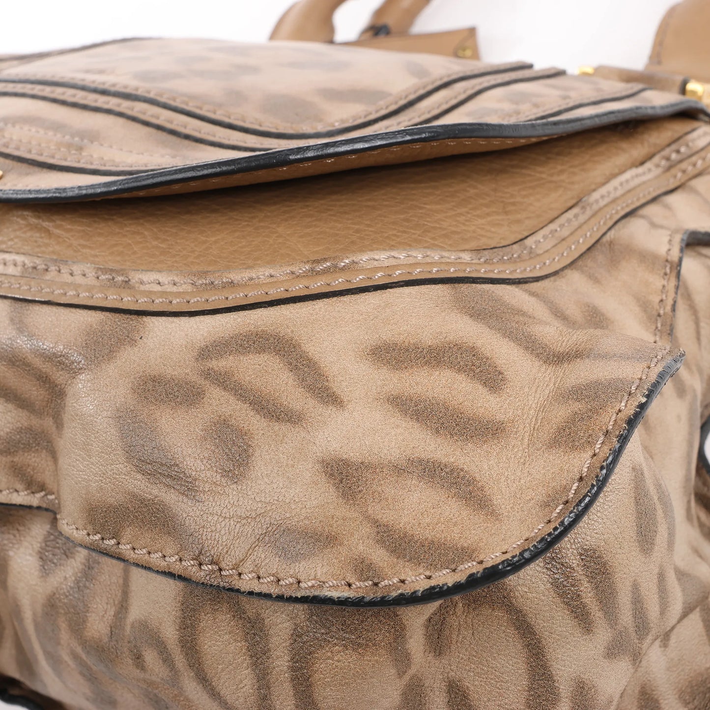 Chloe Marcie – Mittelgroße Handtasche aus braunem Leder mit Leopardenmuster, limitierte Auflage
