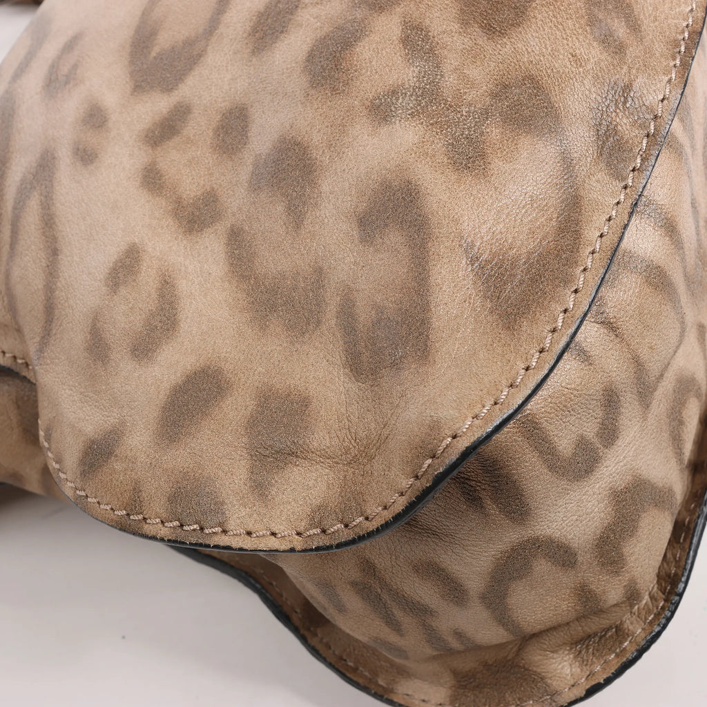Chloe Marcie Medium Leather Leopard Pattern Handbag in Brown, Limited Edition