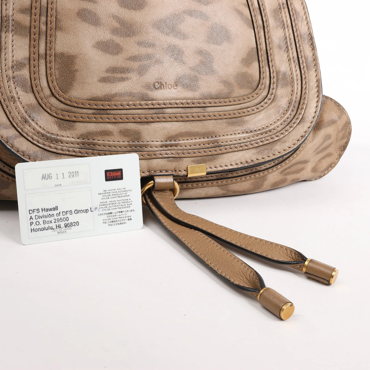 Chloe Marcie Medium Leather Leopard Pattern Handbag in Brown, Limited Edition