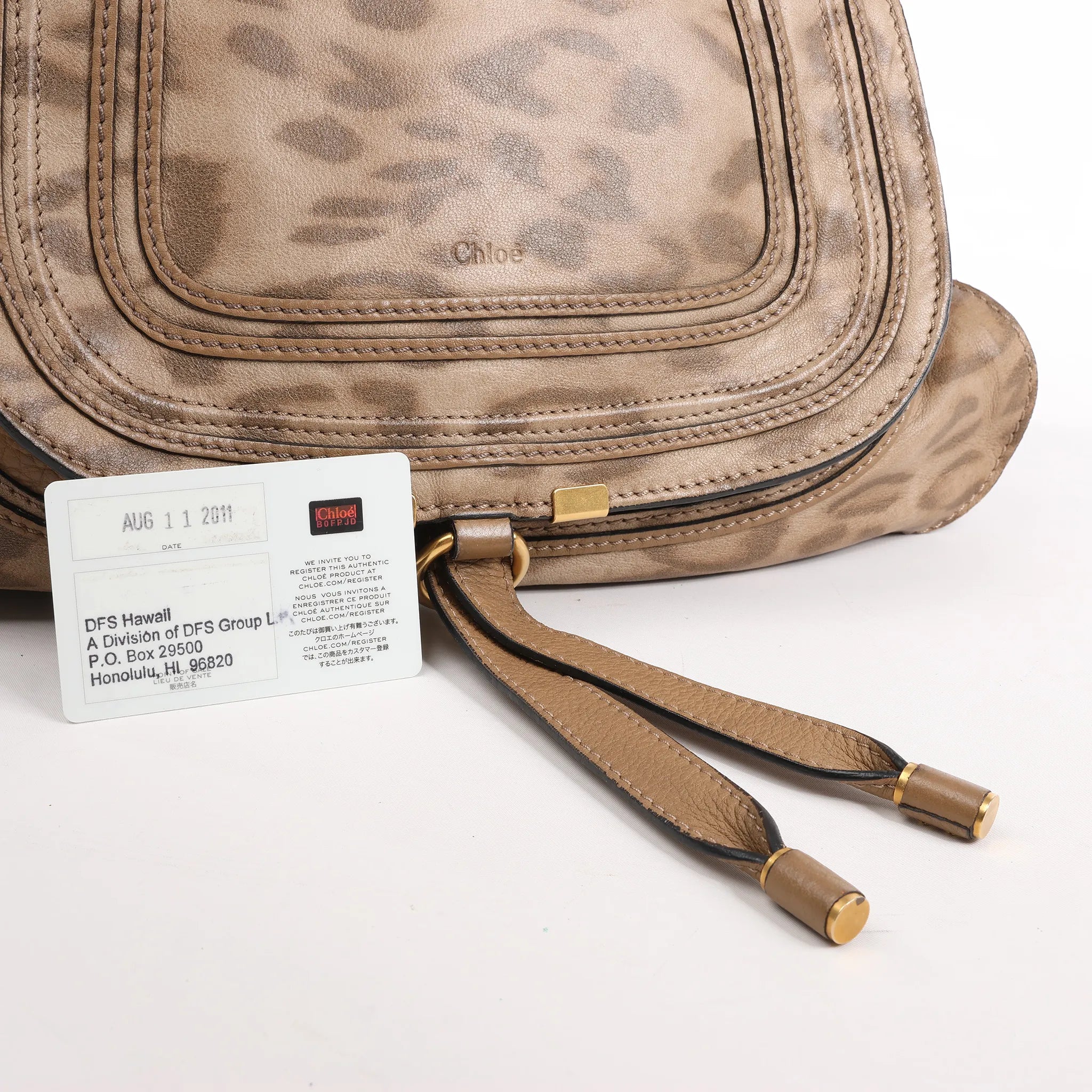 Chloe Marcie Medium Leather Leopard Pattern Handbag in Brown, Limited Edition