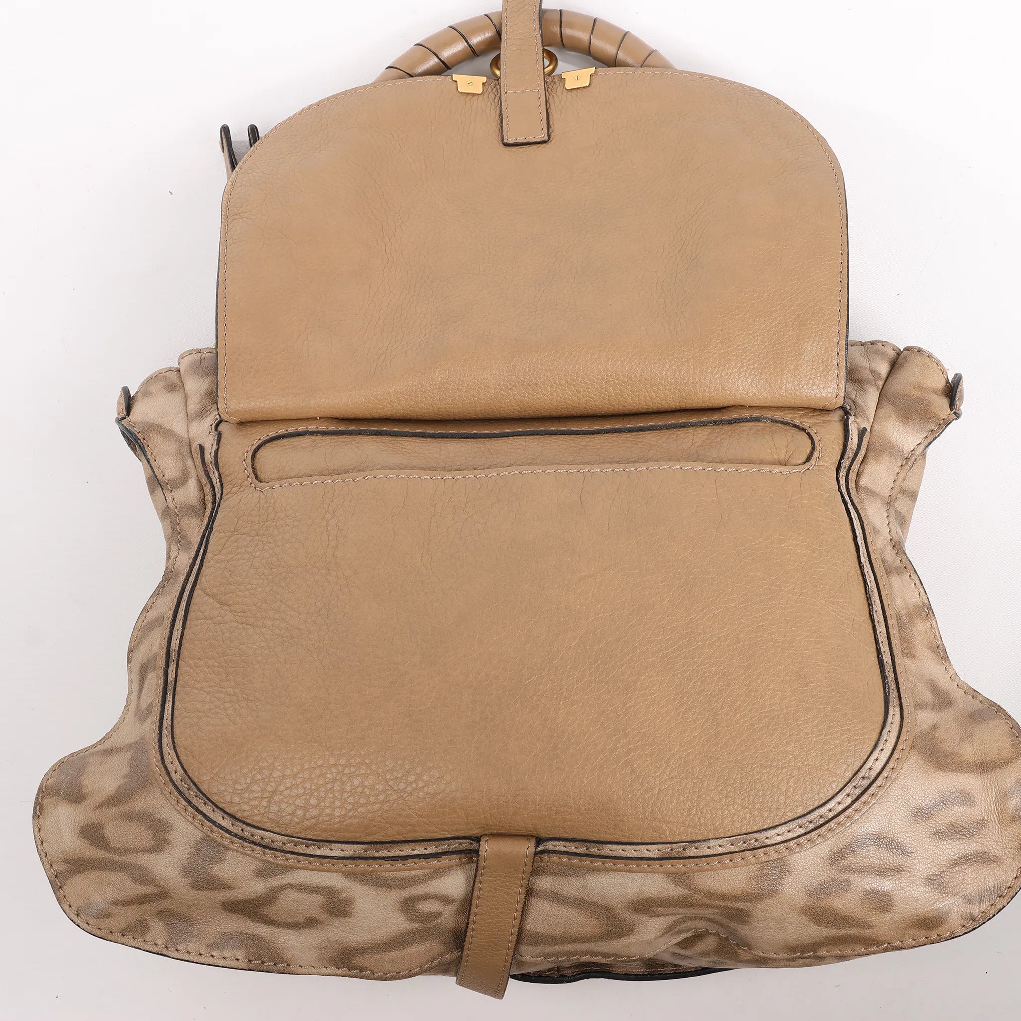 Chloe Marcie Medium Leather Leopard Pattern Handbag in Brown, Limited Edition