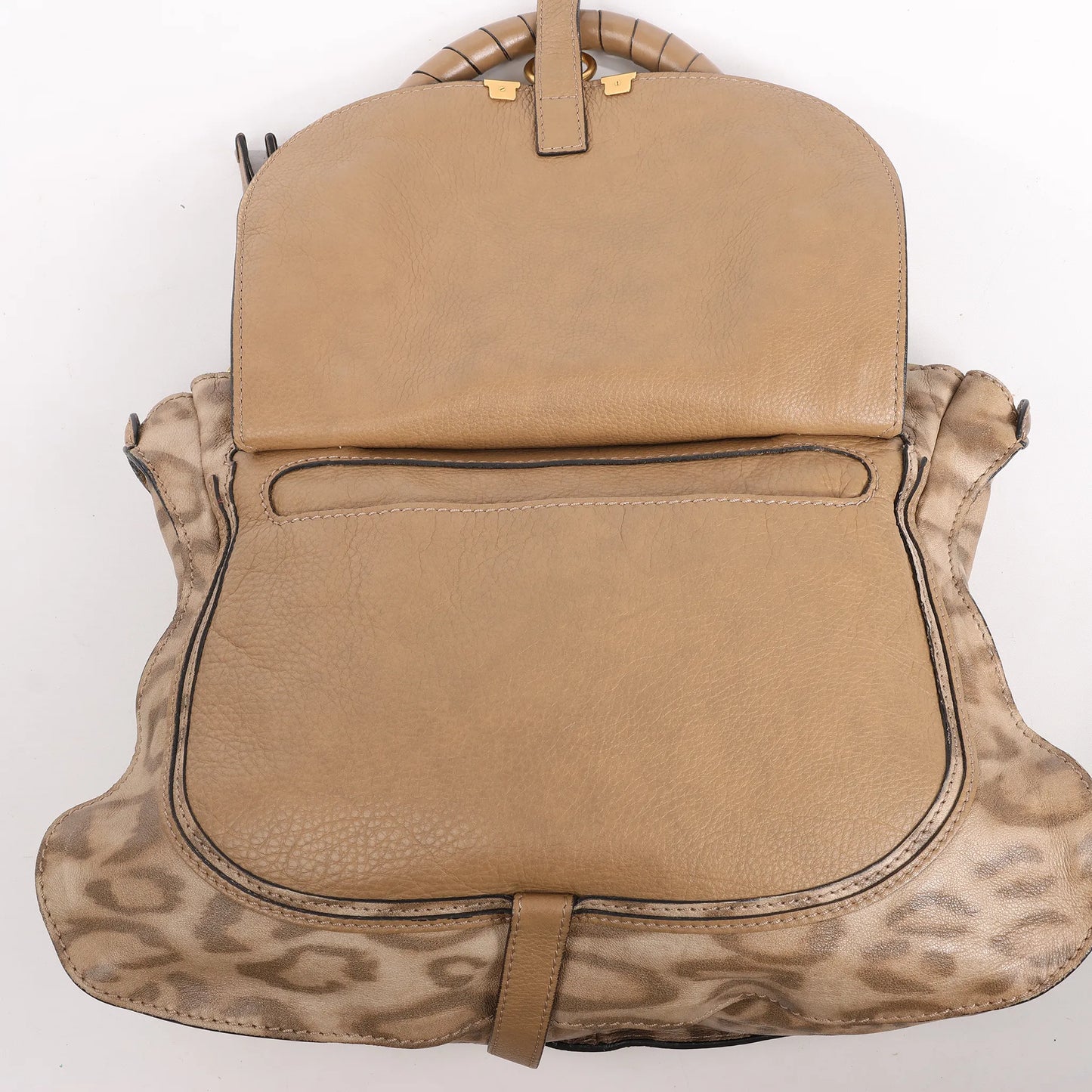 Chloe Marcie – Mittelgroße Handtasche aus braunem Leder mit Leopardenmuster, limitierte Auflage