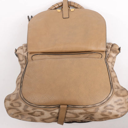 Chloe Marcie – Mittelgroße Handtasche aus braunem Leder mit Leopardenmuster, limitierte Auflage