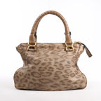 Chloe Marcie Medium Leather Leopard Pattern Handbag in Brown, Limited Edition